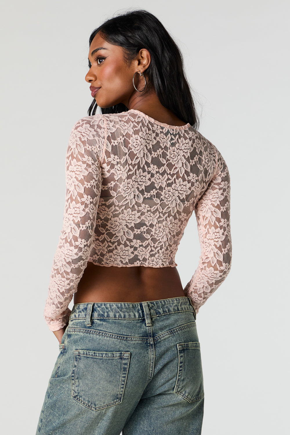 Floral Lace Cropped Long Sleeve Top Floral Lace Cropped Long Sleeve Top 11