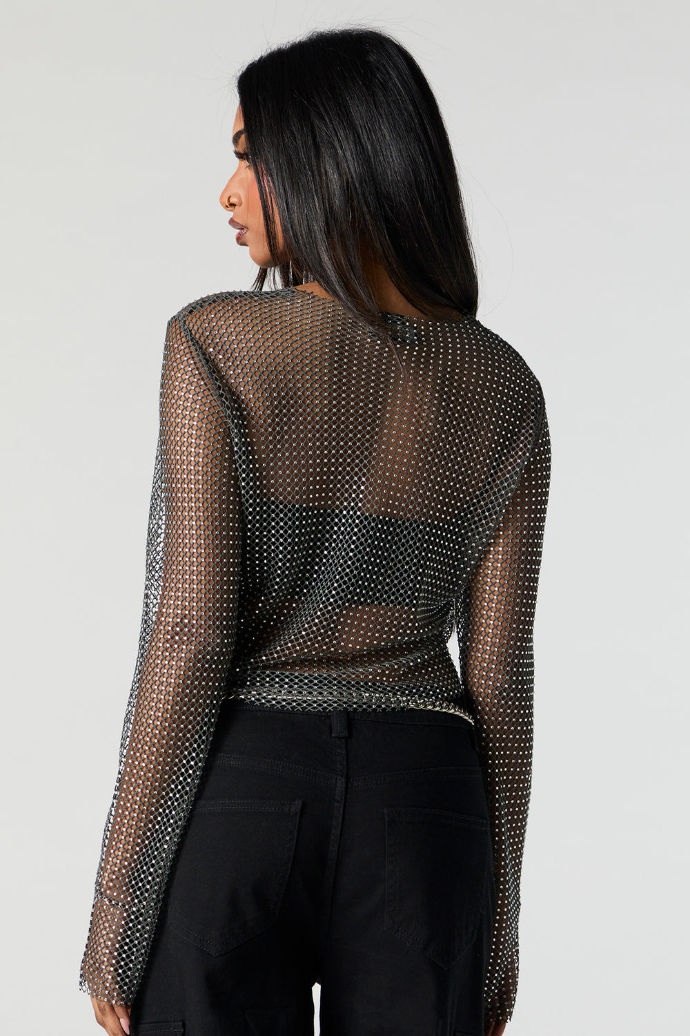 Rhinestone Fishnet Long Sleeve Top Rhinestone Fishnet Long Sleeve Top 2