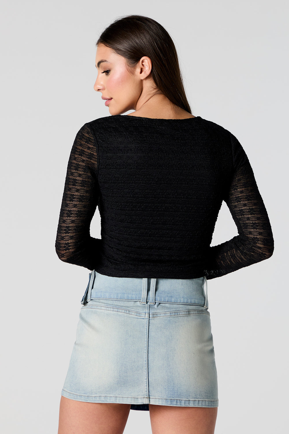 Floral Lace Long Sleeve Crop Top Floral Lace Long Sleeve Crop Top 5