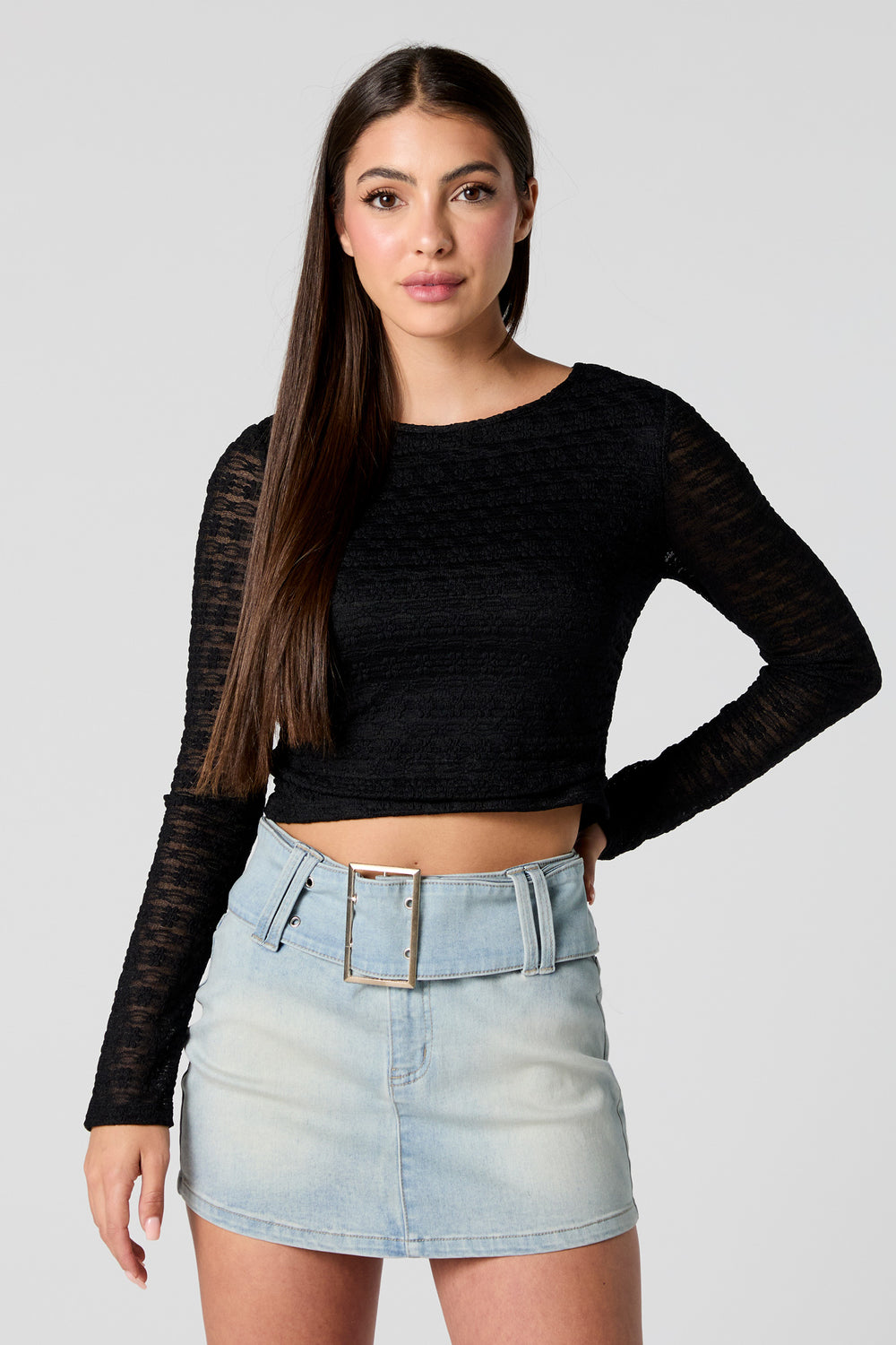 Floral Lace Long Sleeve Crop Top Floral Lace Long Sleeve Crop Top 4