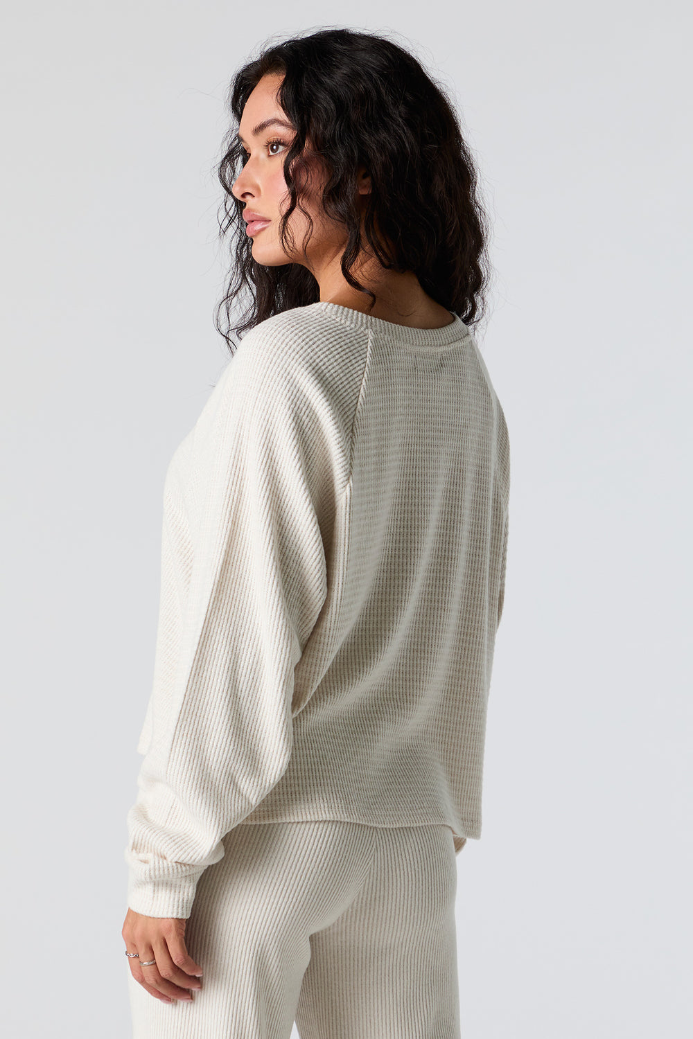 Waffle Knit Long Sleeve Henley Top Waffle Knit Long Sleeve Henley Top 8