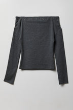 Studded Off Shoulder Long Sleeve Top