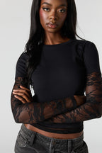 Twofer Lace Long Sleeve Top
