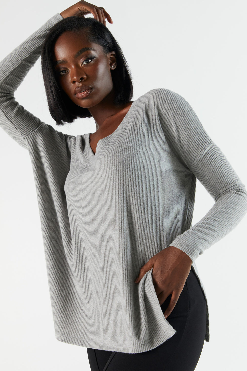 Ribbed V-Neck Long Sleeve Top Ribbed V-Neck Long Sleeve Top 9