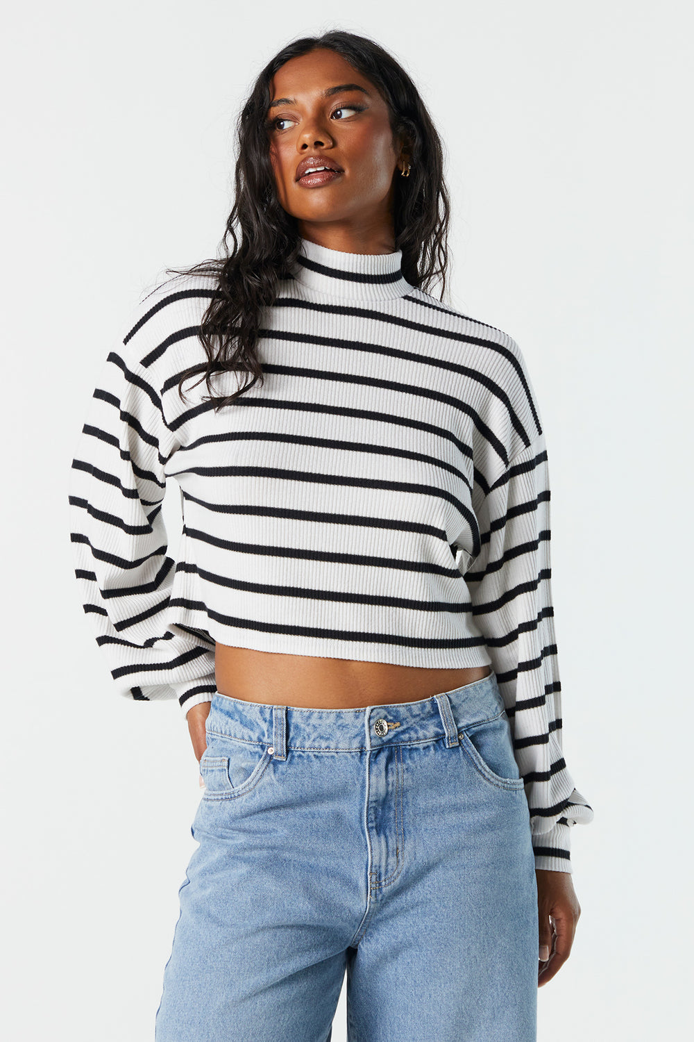 Striped Ribbed Knit Turtleneck Sweater Striped Ribbed Knit Turtleneck Sweater 2