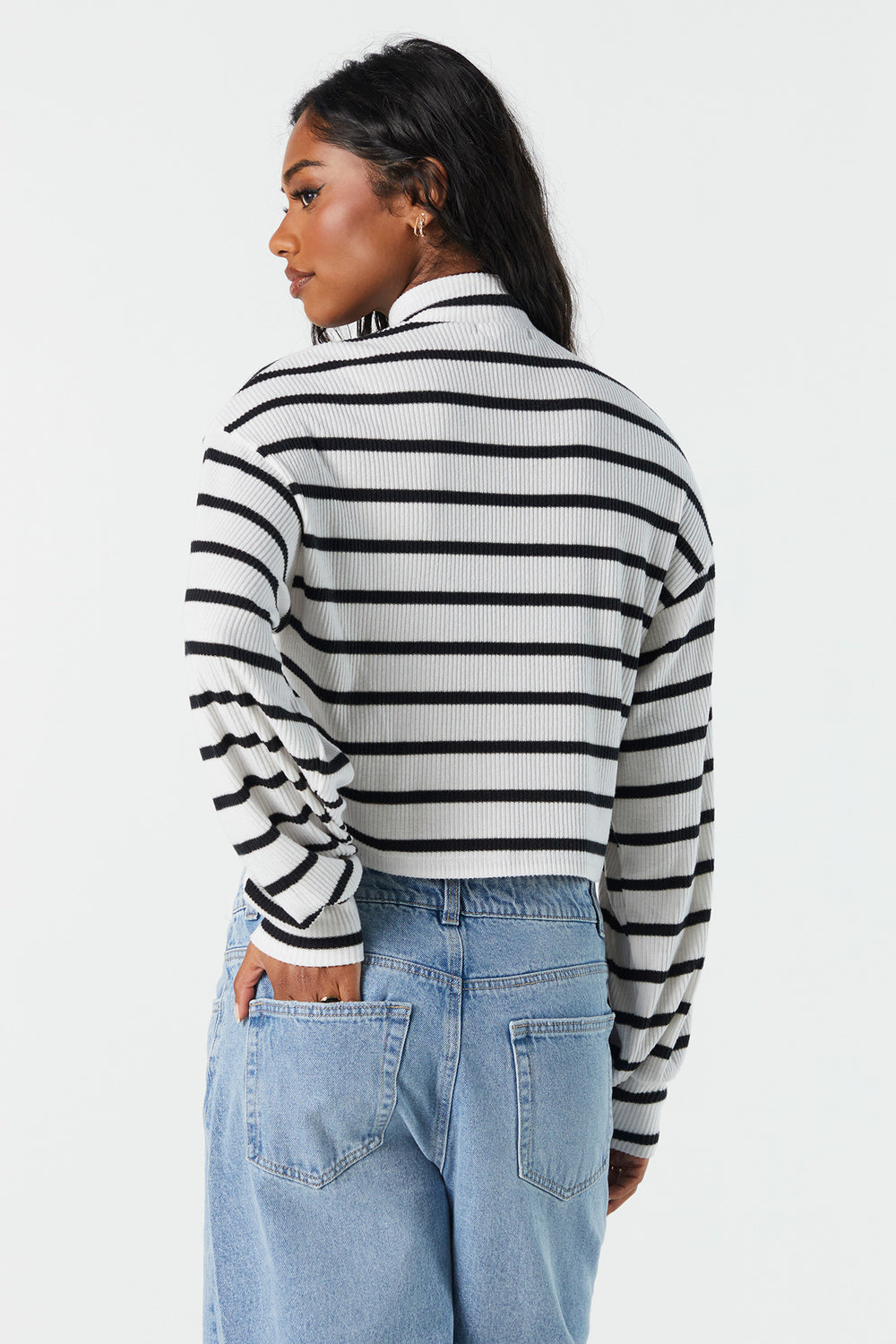 Striped Ribbed Knit Turtleneck Sweater Striped Ribbed Knit Turtleneck Sweater 3