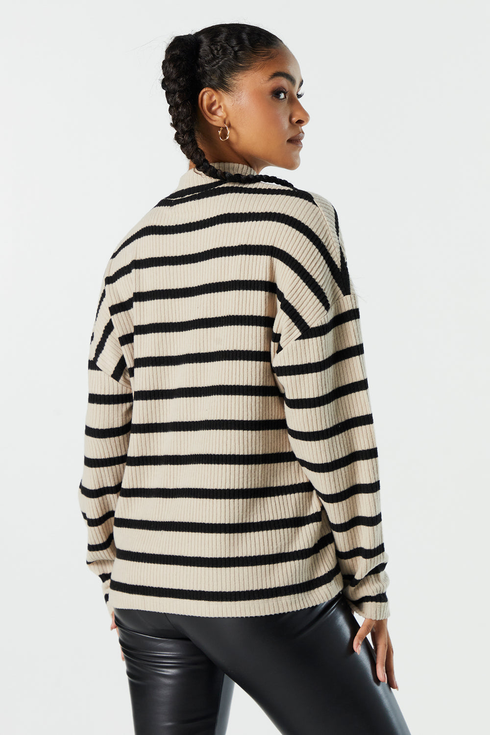 Striped Ribbed Mock Neck Sweater Striped Ribbed Mock Neck Sweater 6