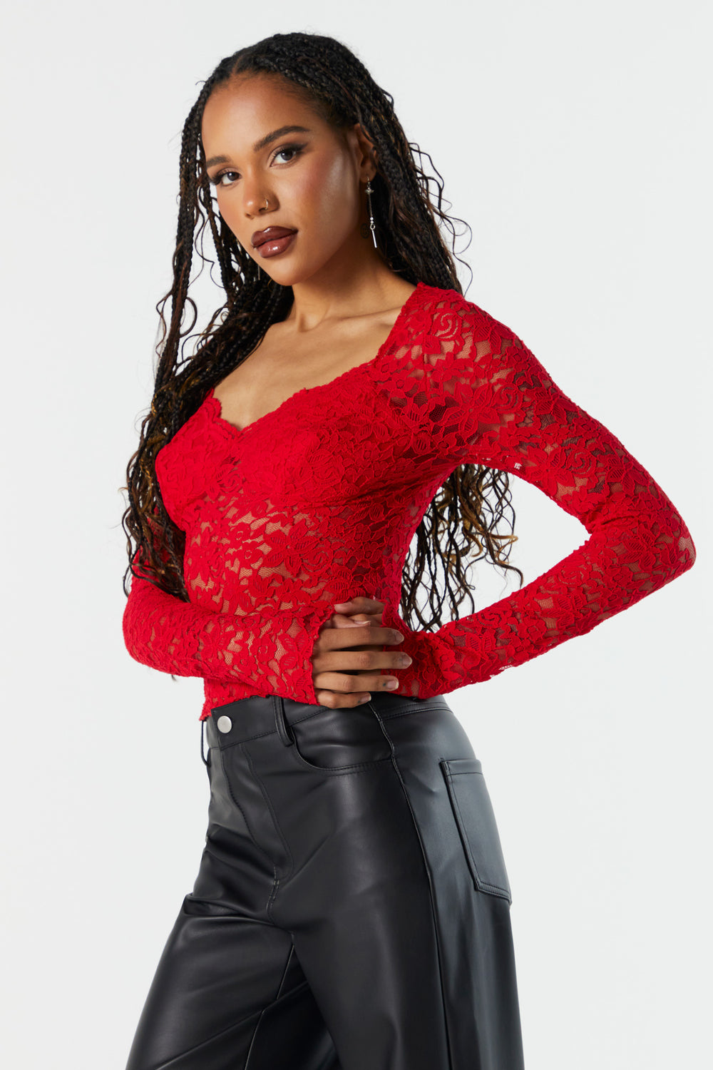 Floral Lace Bustier Long Sleeve Top Floral Lace Bustier Long Sleeve Top 2
