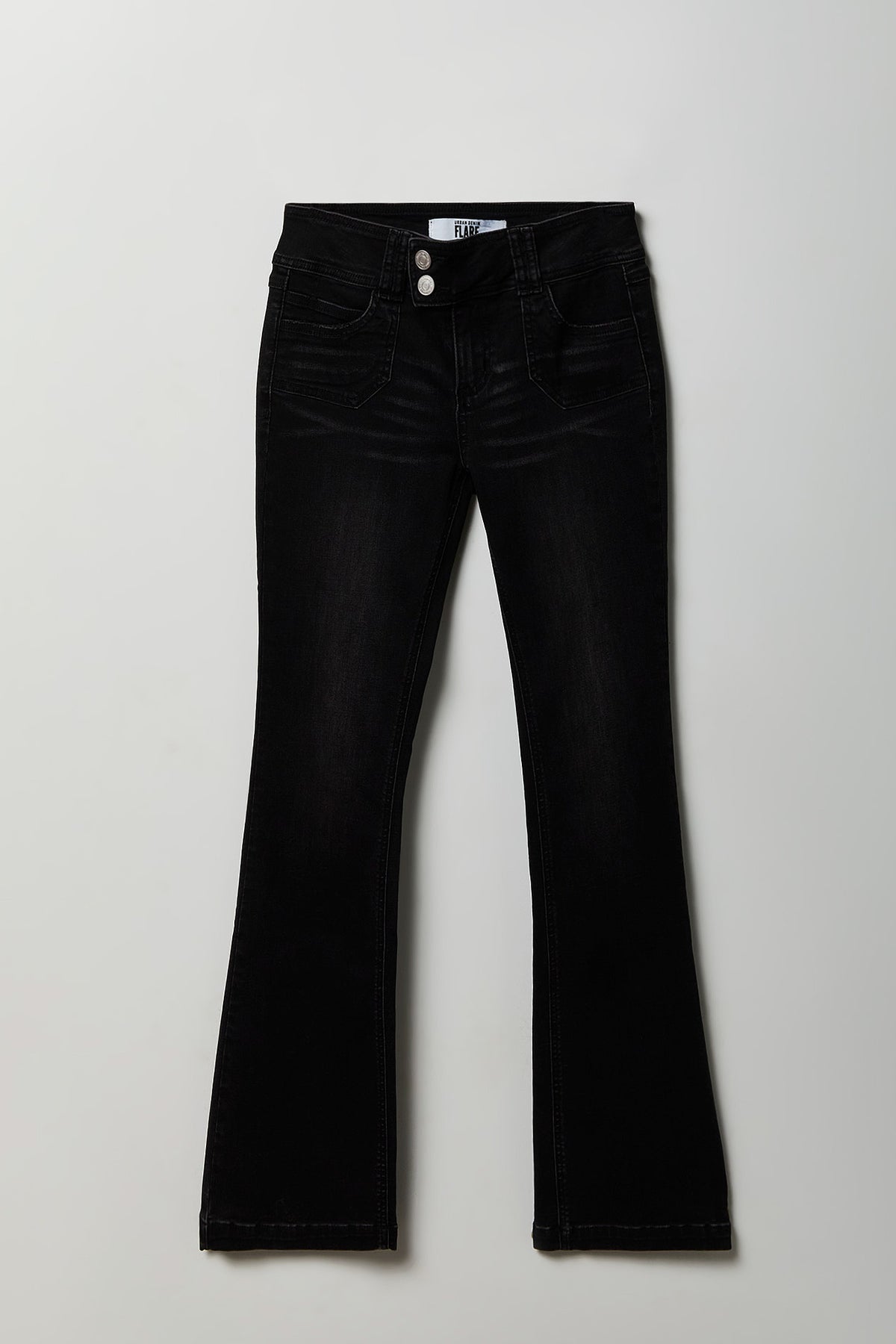 Alt View 2. Stretch Low Rise Rhinestone Embroidered Flare Jean - Black