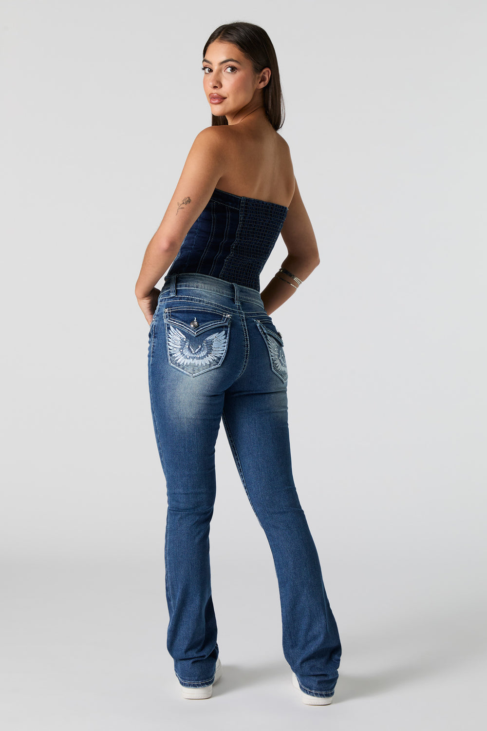 Embroidered Pocket Flare Jean Embroidered Pocket Flare Jean 4