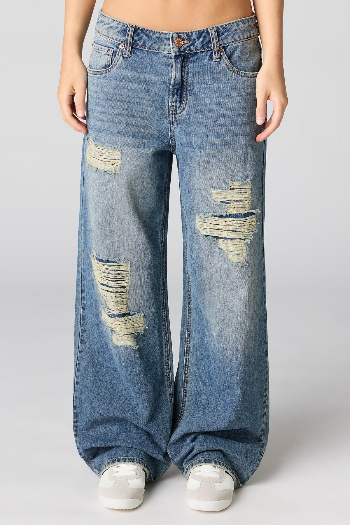 Alt View 2. Ripped Washed Jean - Midnight Blue