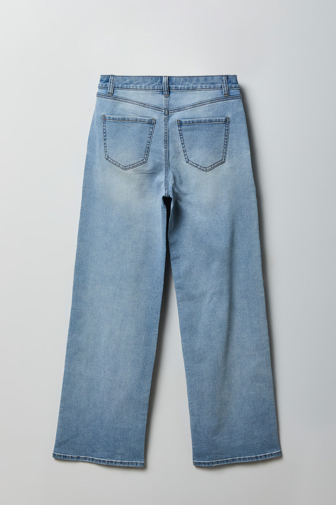 Alt View 2. Paris Stretch High Rise Wide Leg Jean with Keychain - Light Denim Blue