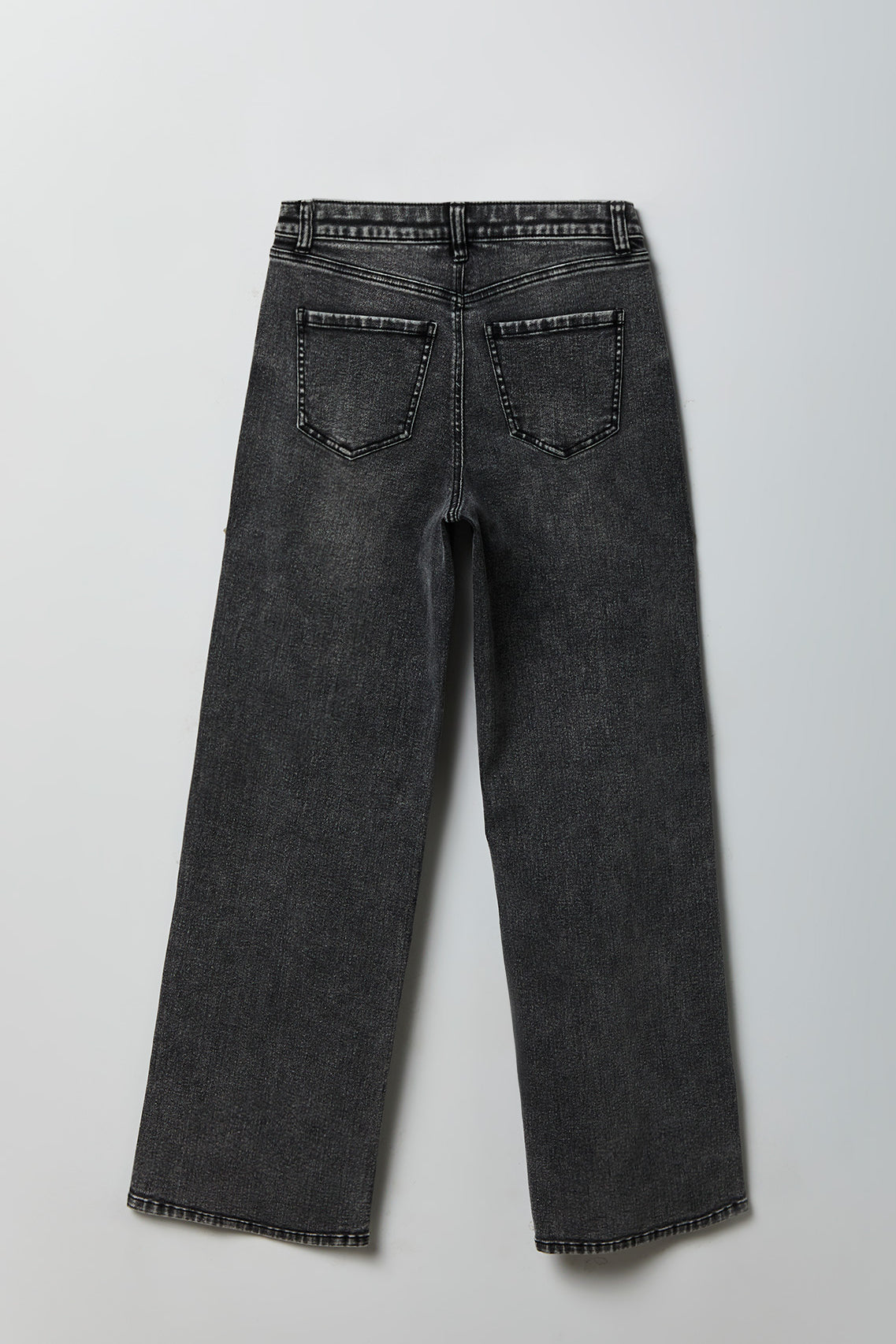 Alt View 2. Paris Stretch High Rise Wide Leg Jean with Keychain - Pure Black