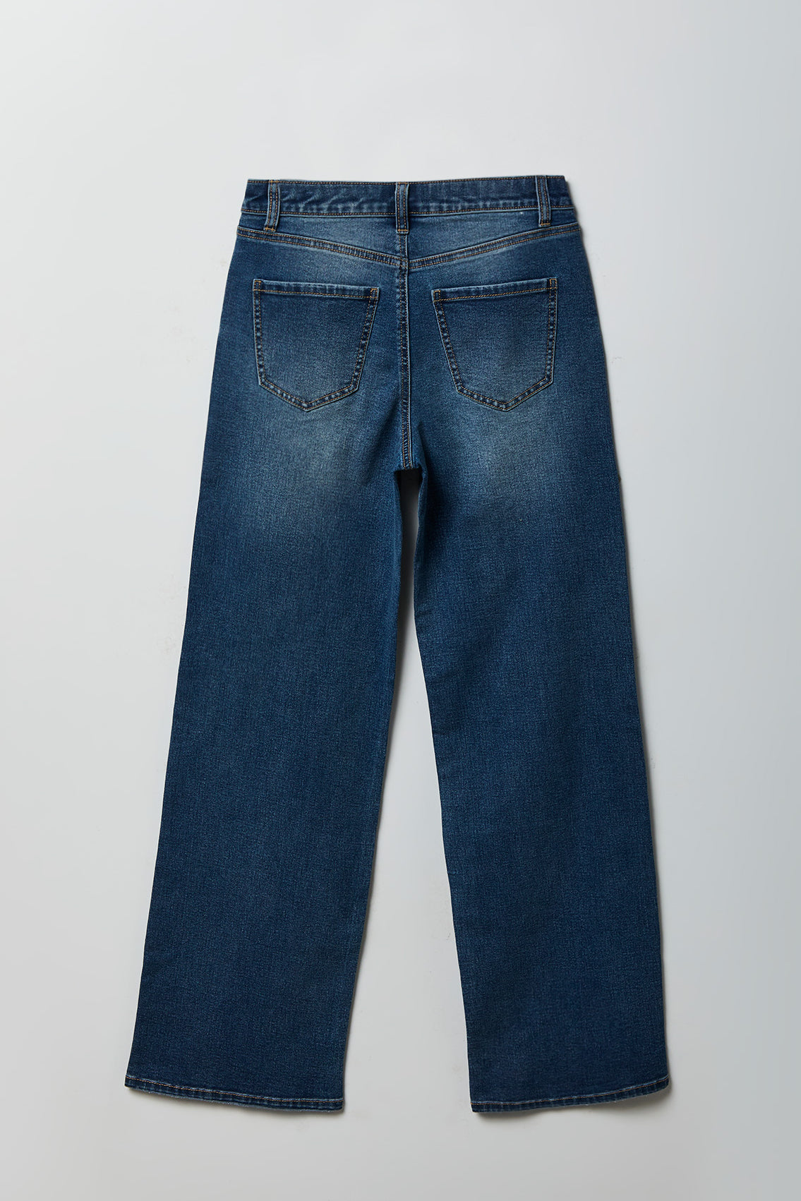 Alt View 2. Paris Stretch High Rise Wide Leg Jean with Keychain - Midnight Blue