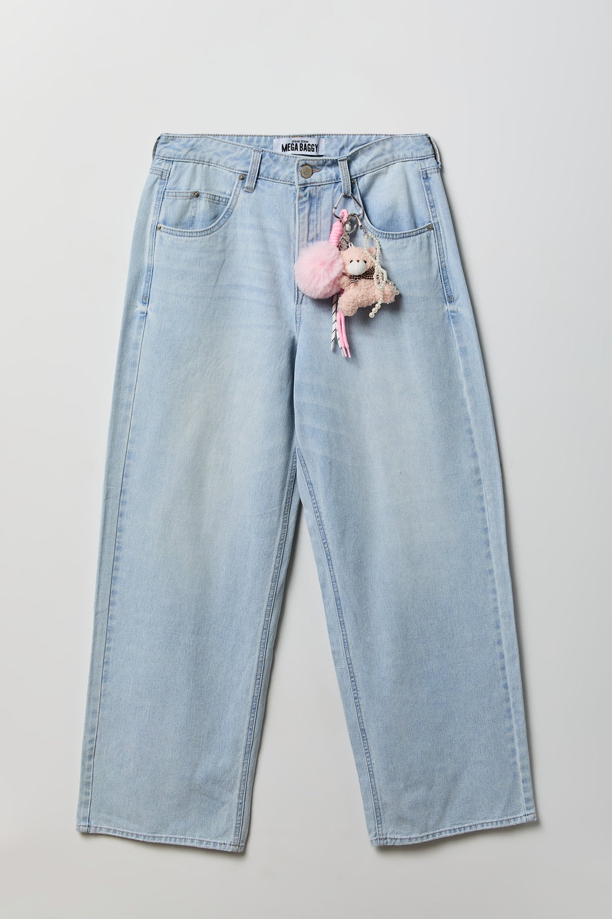 Mega Baggy Jean with Keychain - Light Denim Blue