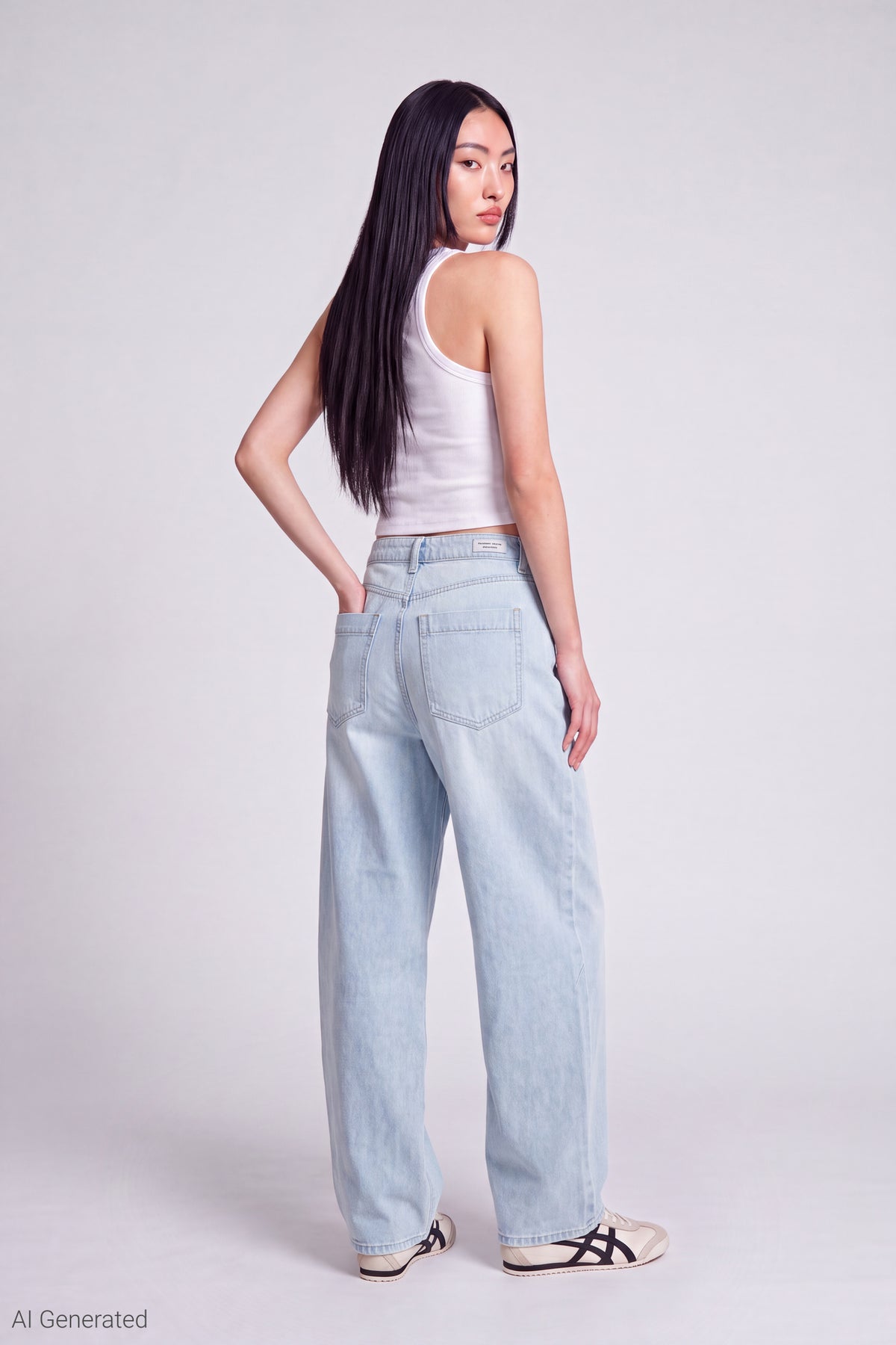Alt View 2. Mega Baggy Jean with Keychain - Light Denim Blue