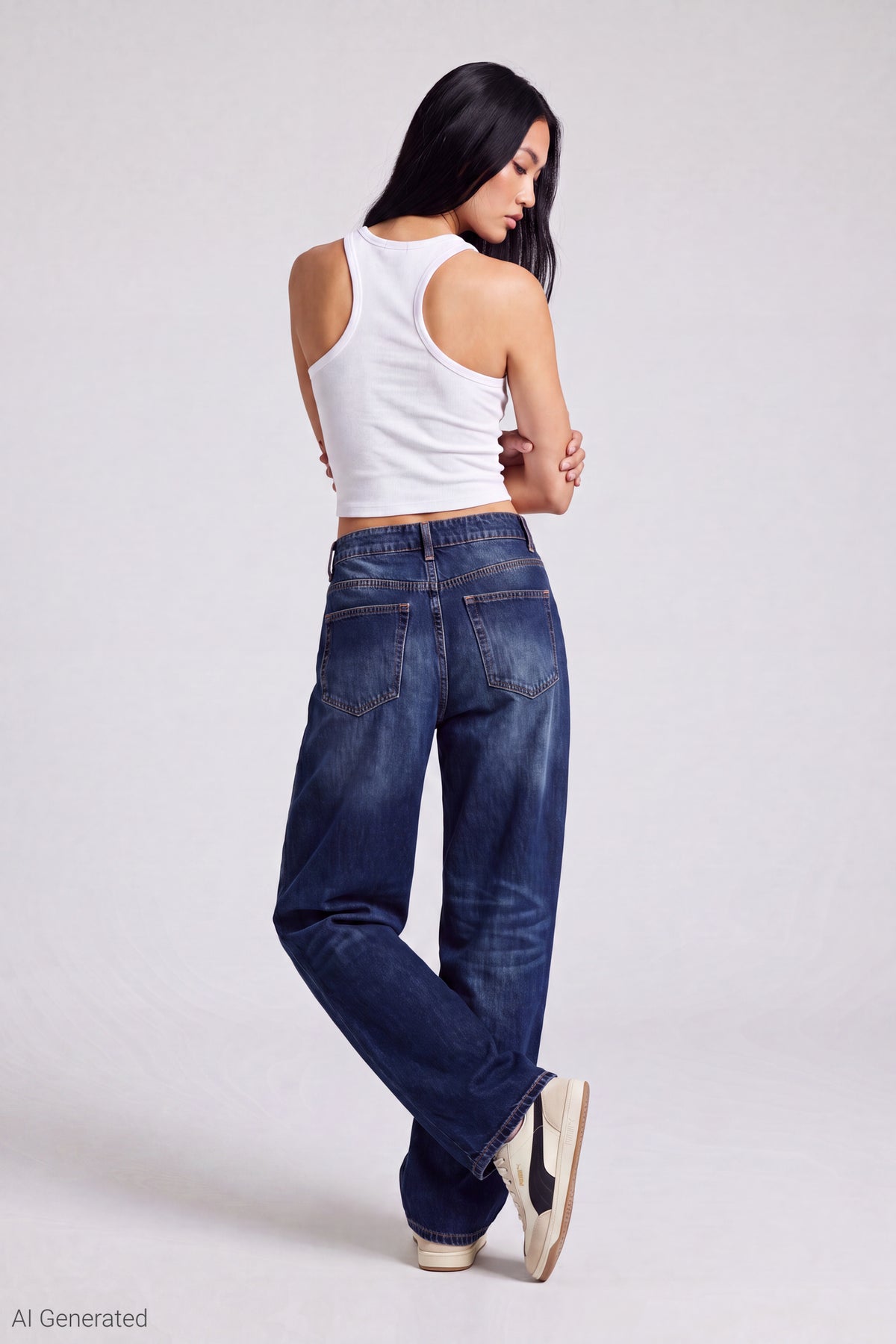 Alt View 2. Mega Baggy Jean with Keychain - Midnight Blue