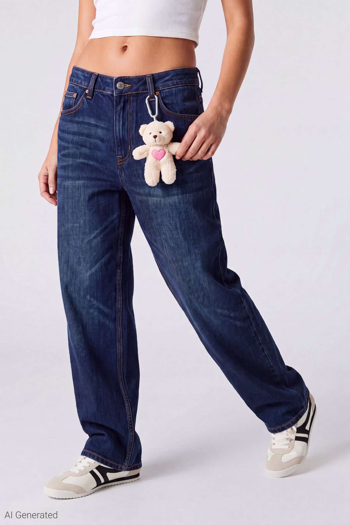 Alt View 3. Mega Baggy Jean with Keychain - Midnight Blue