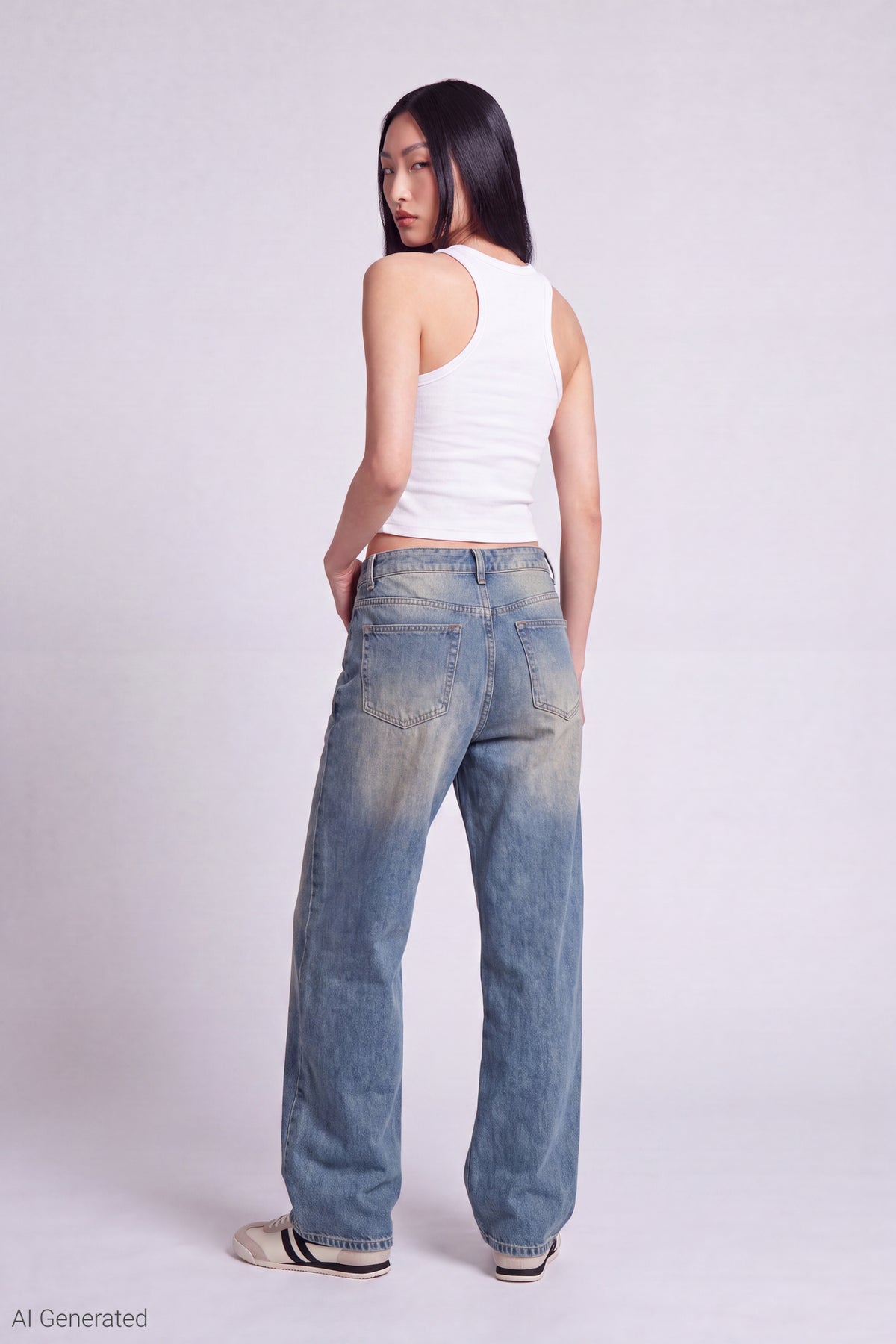 Alt View 2. Mega Baggy Jean with Keychain - Pacific Blue