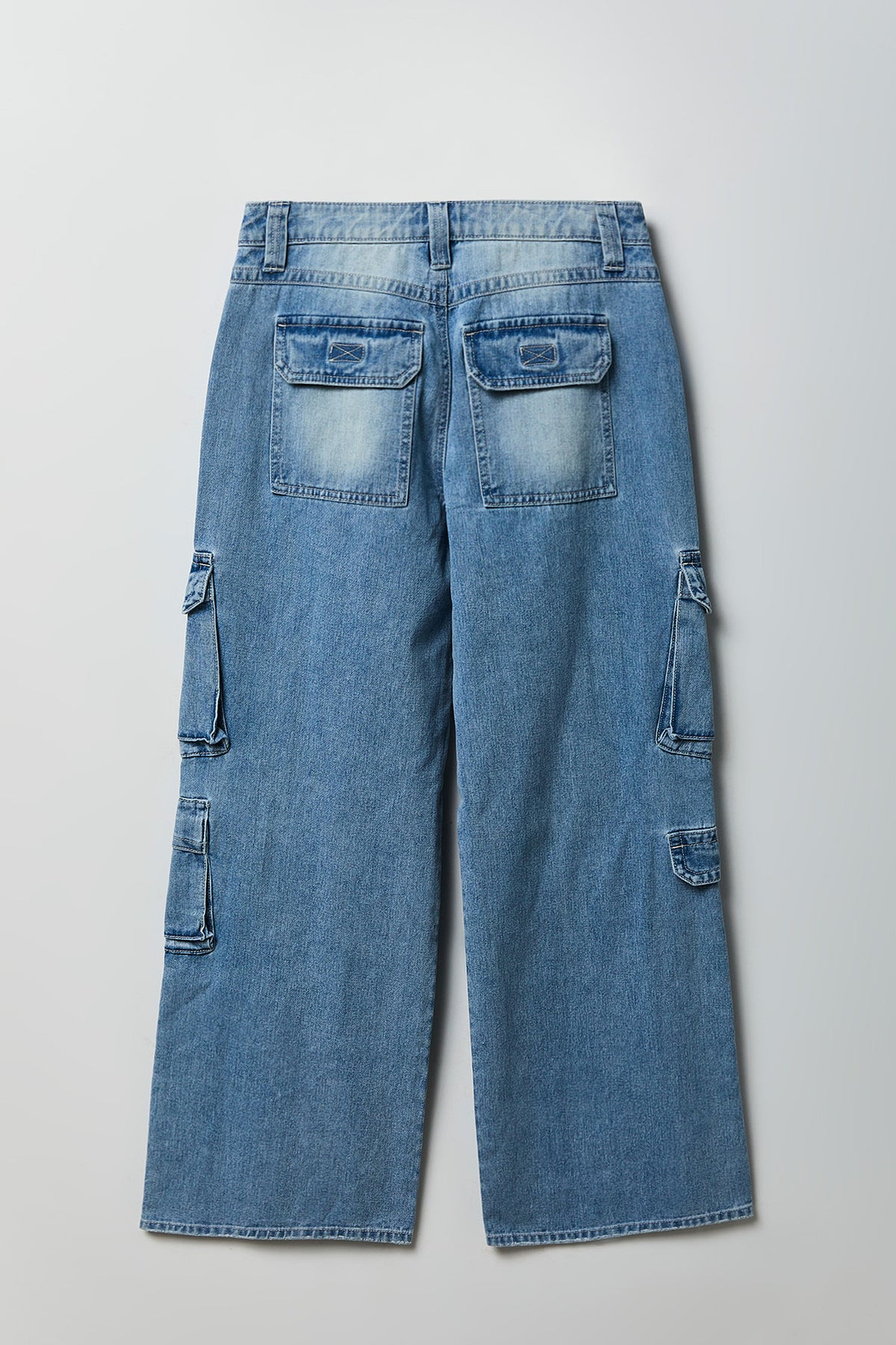 Alt View 5. Ripped Low Rise Cargo Jean - Light Denim Blue