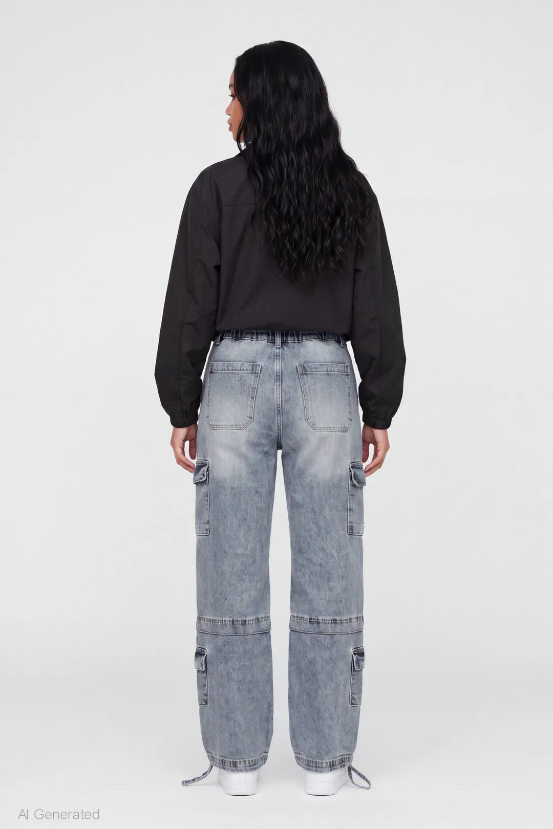 Alt View 2. Stretch Low Rise Cargo Jean - Midnight Blue