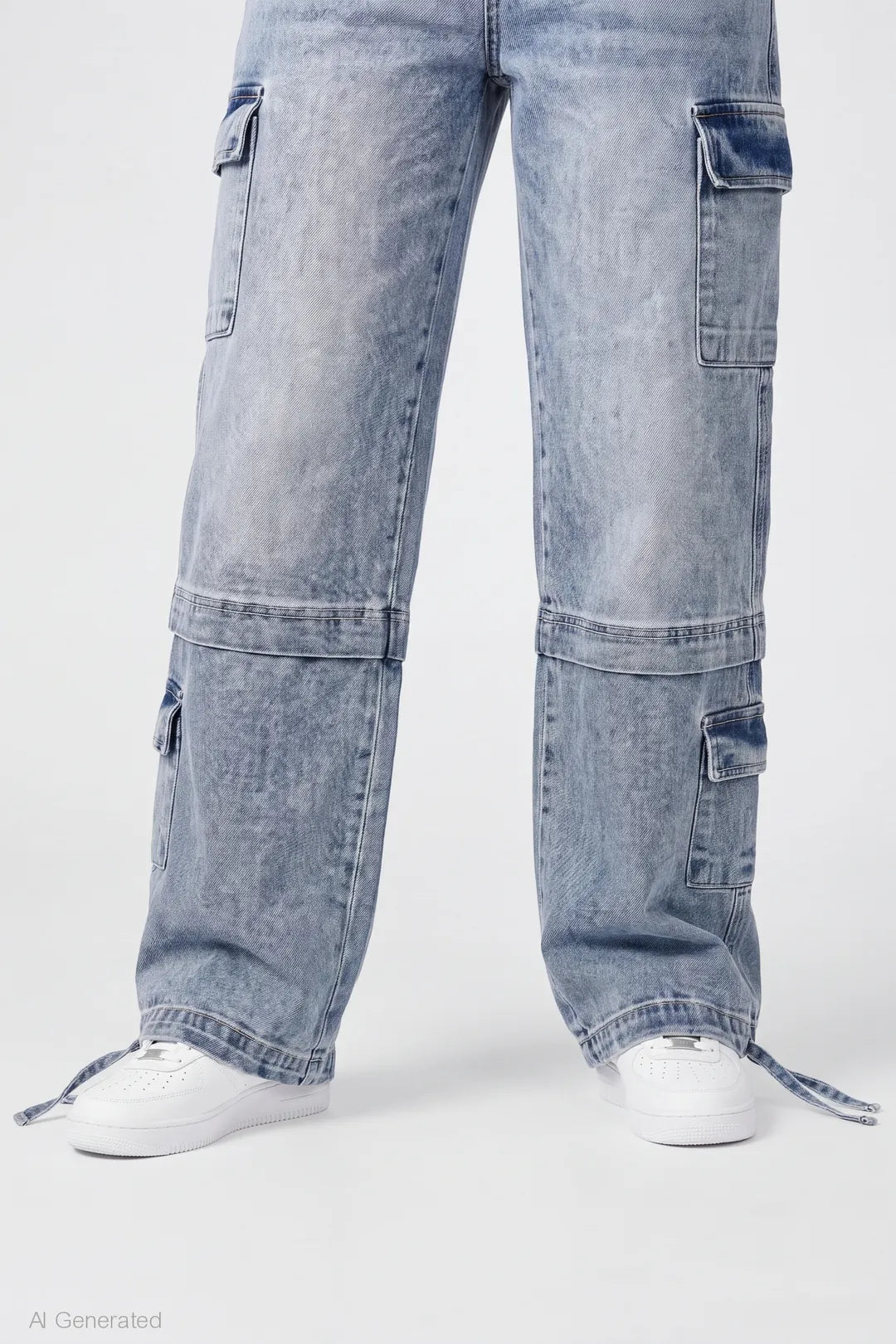 Alt View 4. Stretch Low Rise Cargo Jean - Midnight Blue