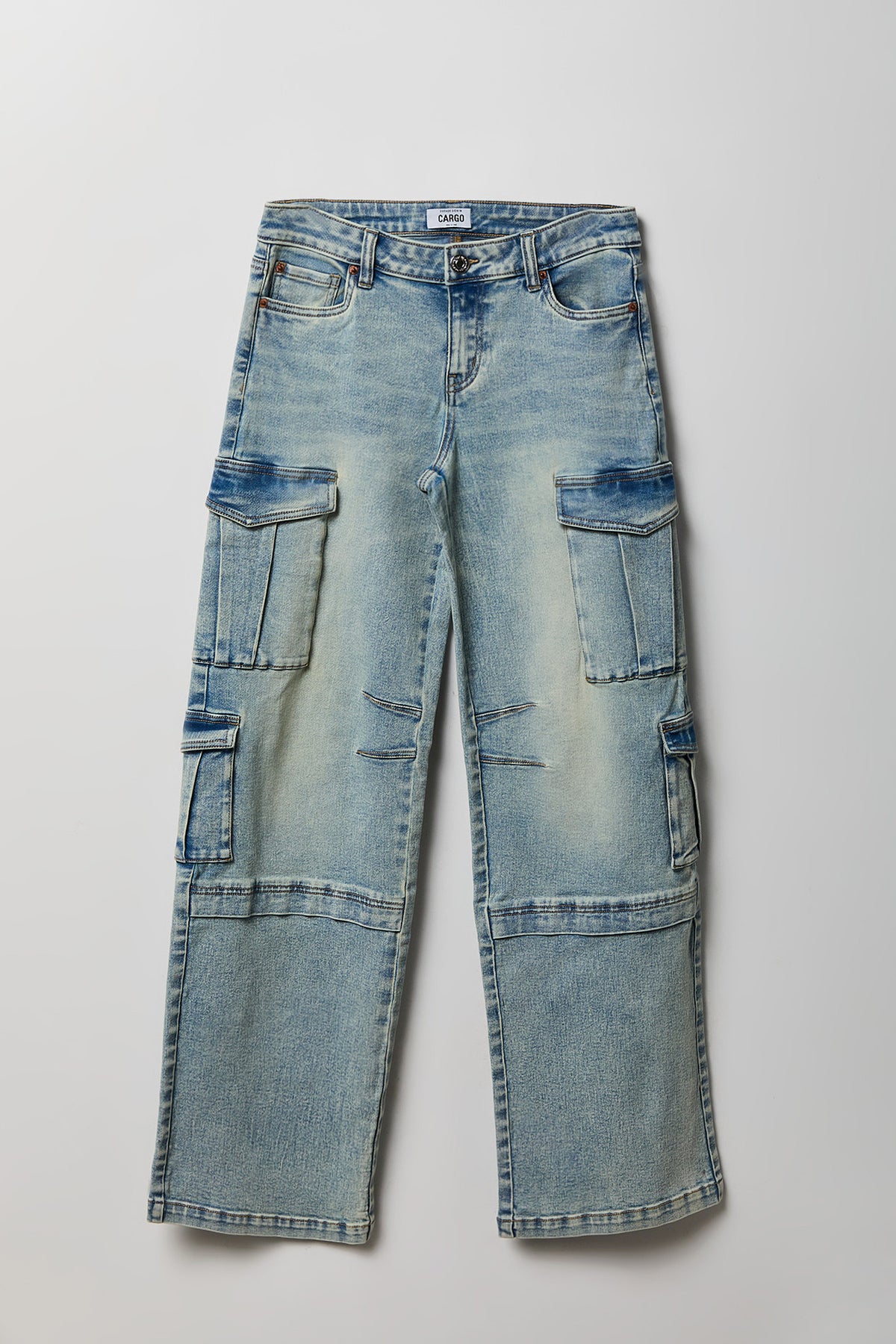 Alt View 4. Low Rise Cargo Jean - Sky Blue