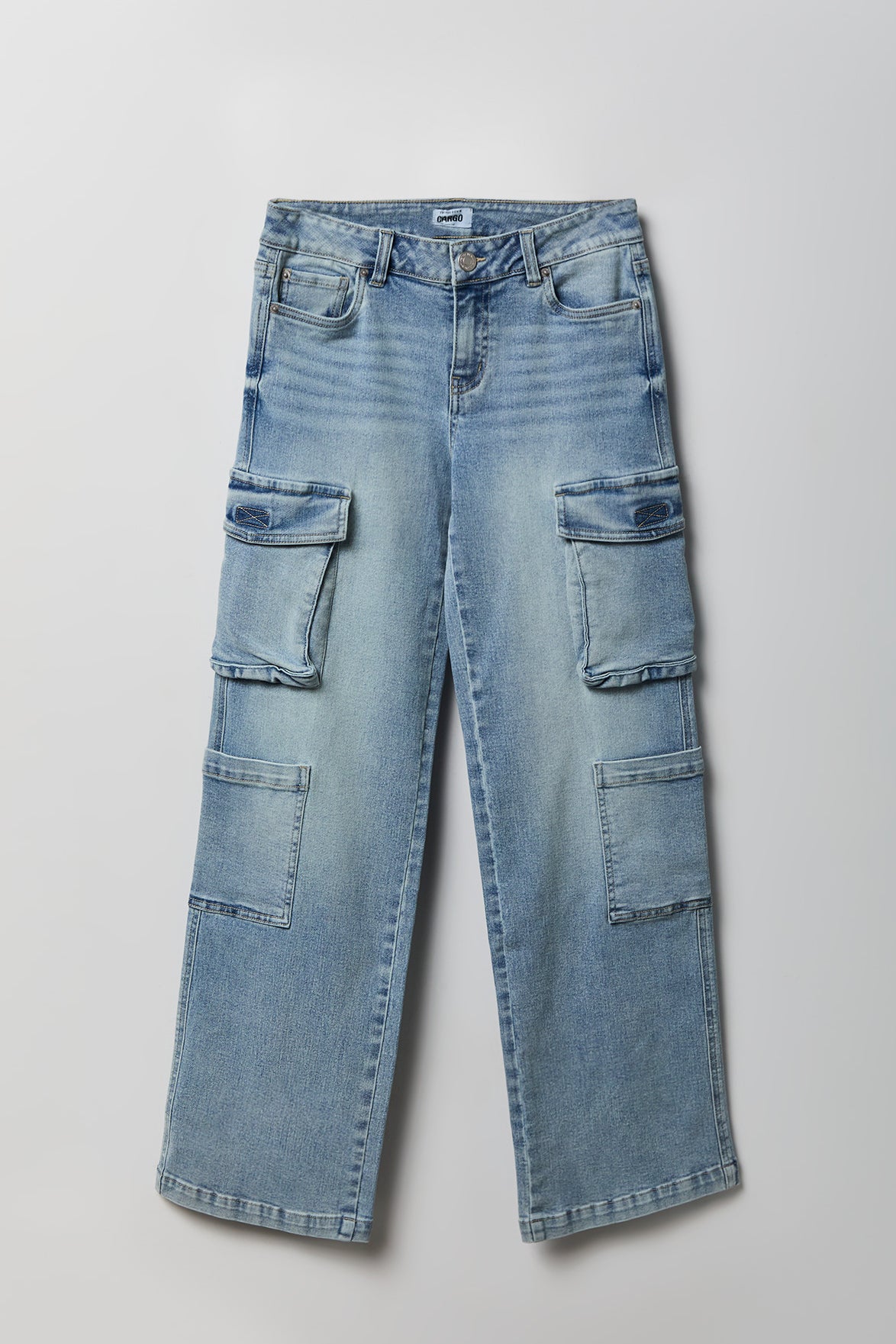 Alt View 4. Stretch Low Rise Cargo Jean - Light Denim Blue
