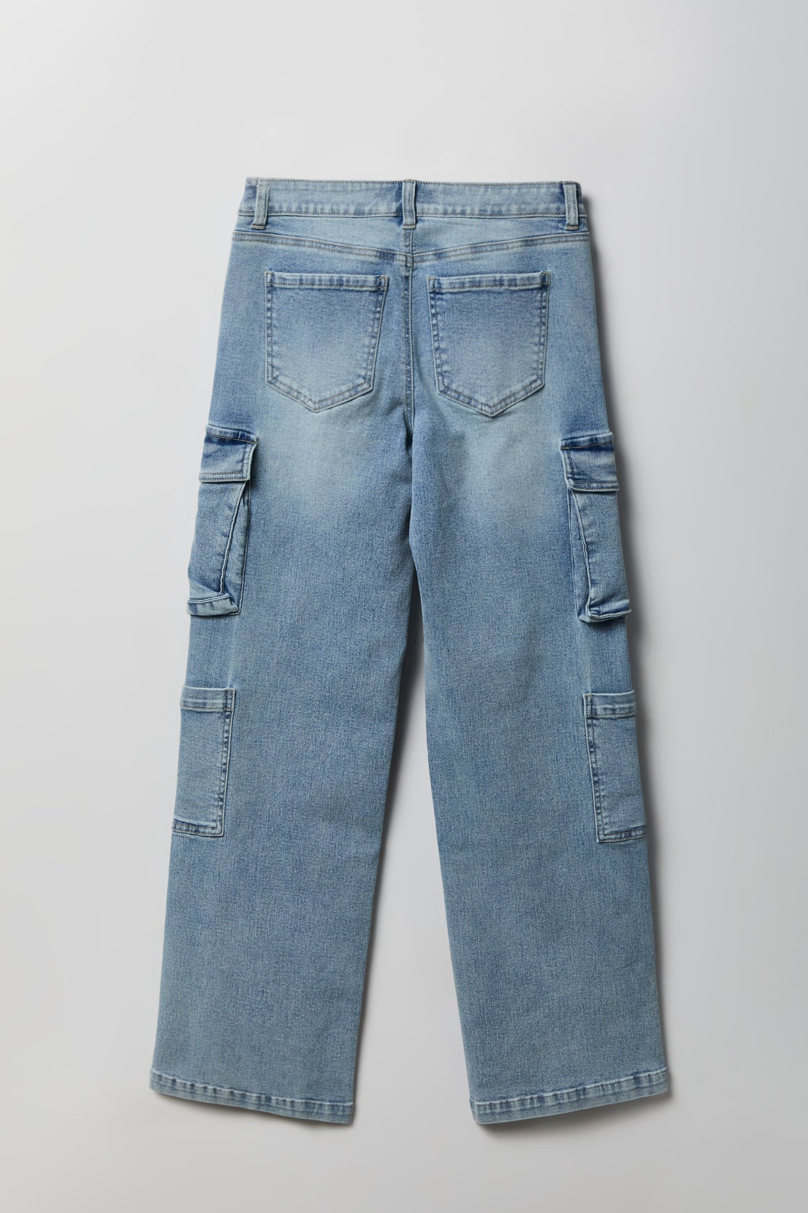Alt View 5. Stretch Low Rise Cargo Jean - Light Denim Blue