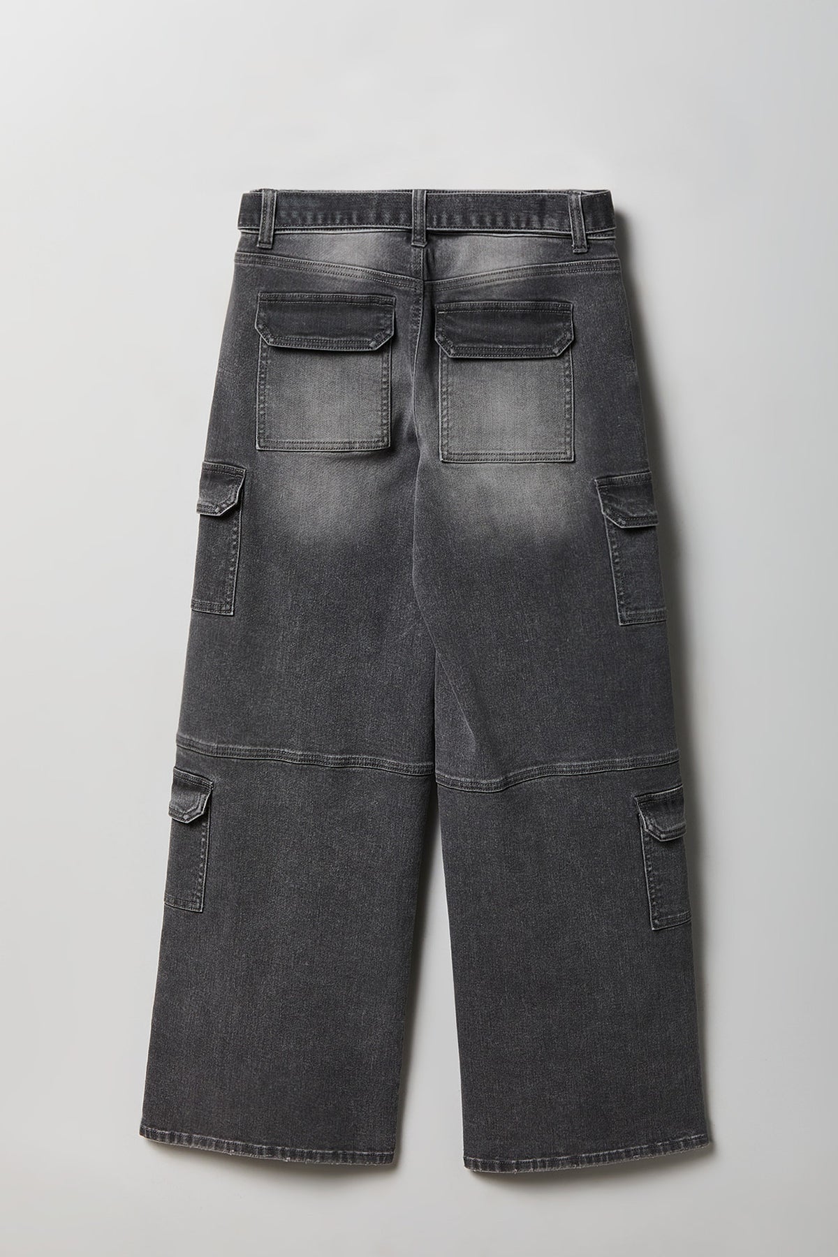 Alt View 5. Stretch Low Rise Belted Cargo Jean - Charcoal