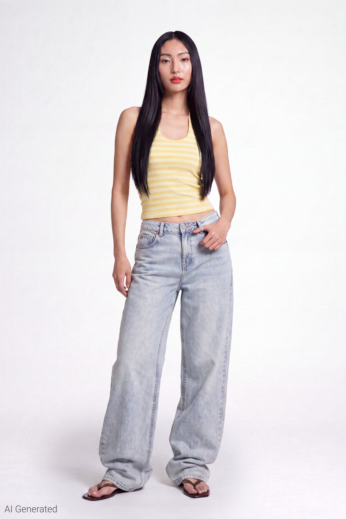 Stretch Low Rise Baggy Jean - Light Denim Blue