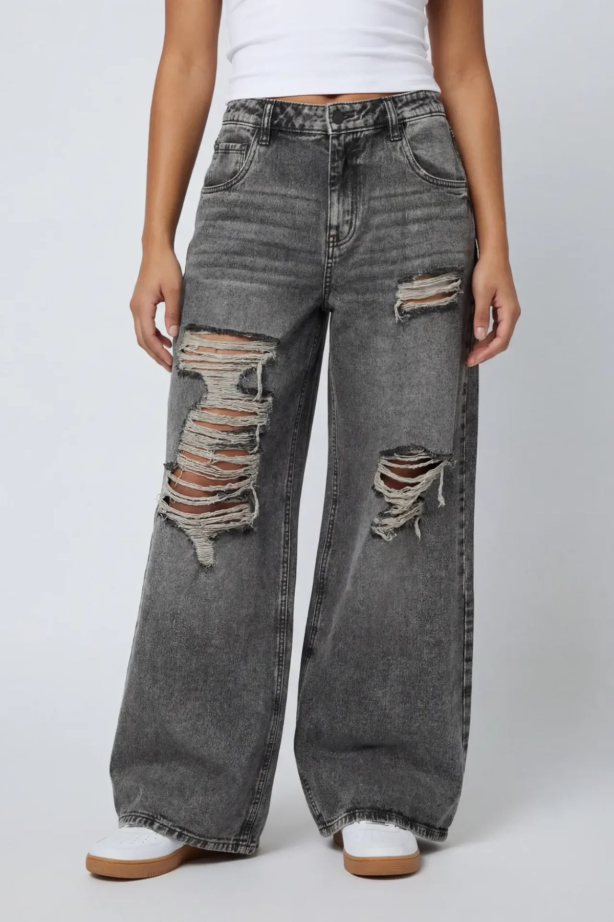Alt View 3. High Rise Ultra Baggy Jean - Charcoal