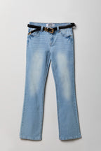 Stretch Low Rise Bootcut Belted Jean
