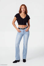 Stretch Low Rise Belted Bootcut Jean