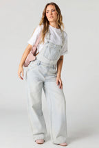 Wide Leg Denim Overalls