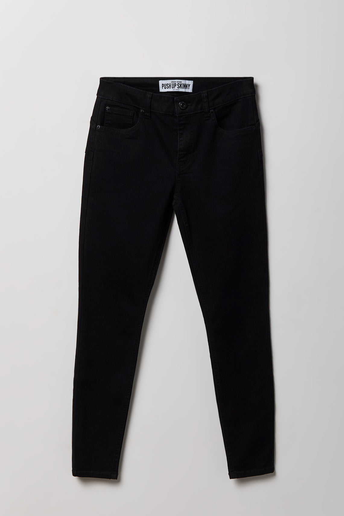 Alt View 4. Stretch Mid Rise Push Up Skinny Jean - Black