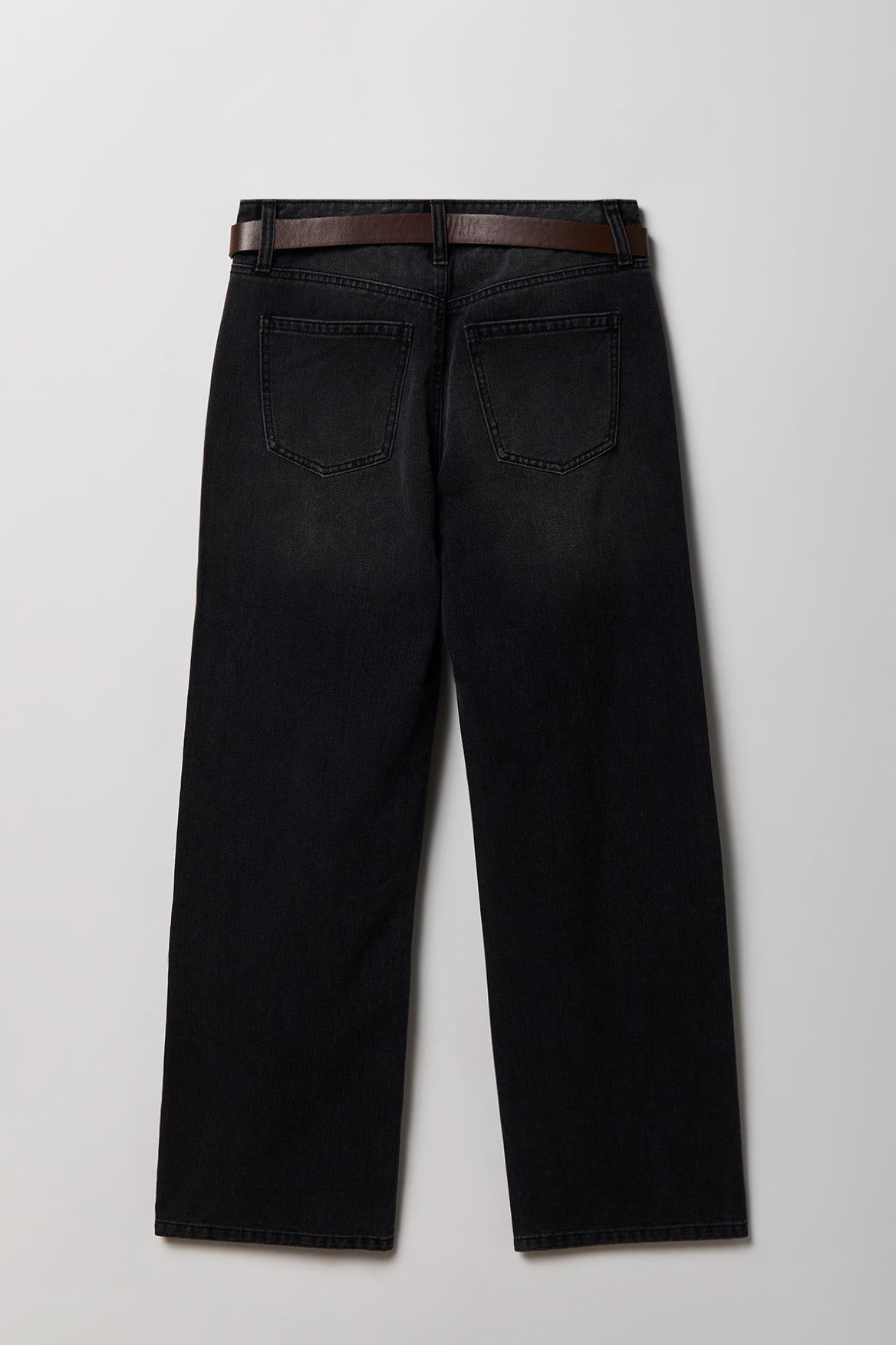 Alt View 2. Brooklyn Ripped Low Rise Baggy Jean with Belt - Black