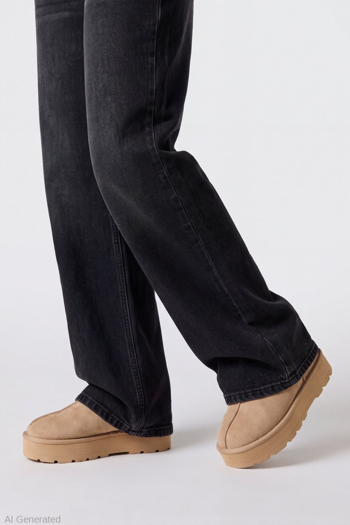 Alt View 4. Brooklyn Ripped Low Rise Baggy Jean with Belt - Black
