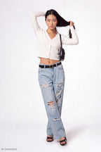 Brooklyn Ripped Low Rise Baggy Jean with Belt