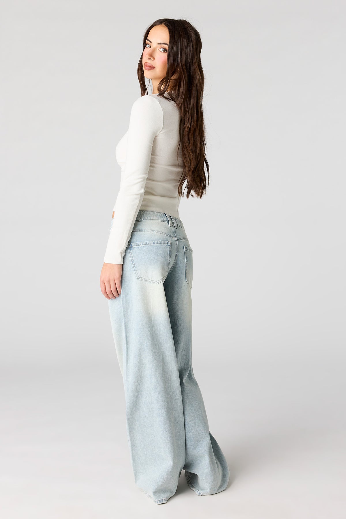 Alt View 3. Low Rise Ultra Wide Jean - Light Denim Blue