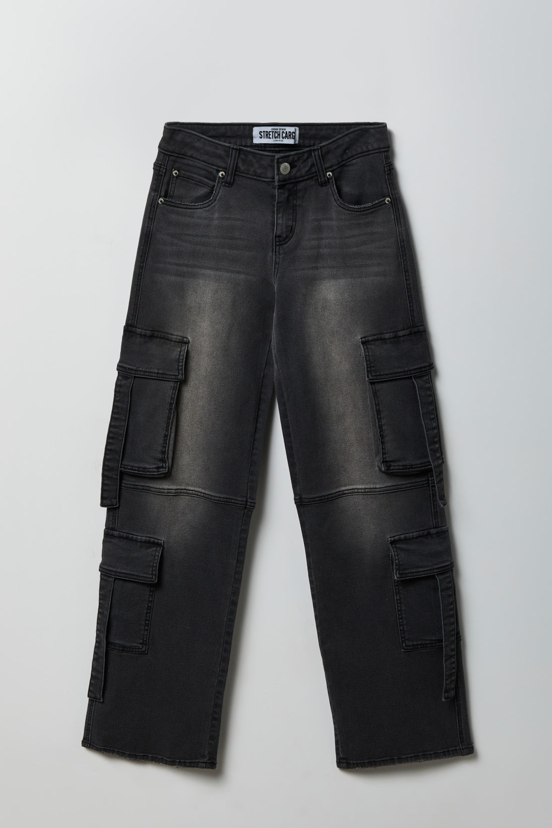 Stretch Low Rise Cargo Jean - Black