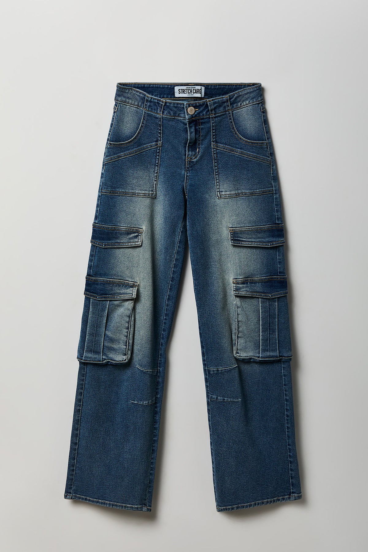 Stretch Low Rise Cargo Jean - Midnight Blue
