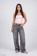 London Low Rise Embroidered Super Baggy Jean