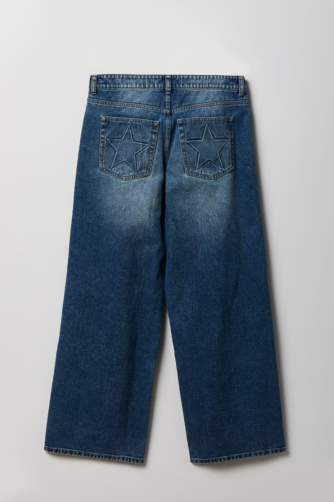 Alt View 2. London Low Rise Embroidered Super Baggy Jean - Denim Blue