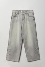 London Embroidered Low Rise Super Baggy Jean