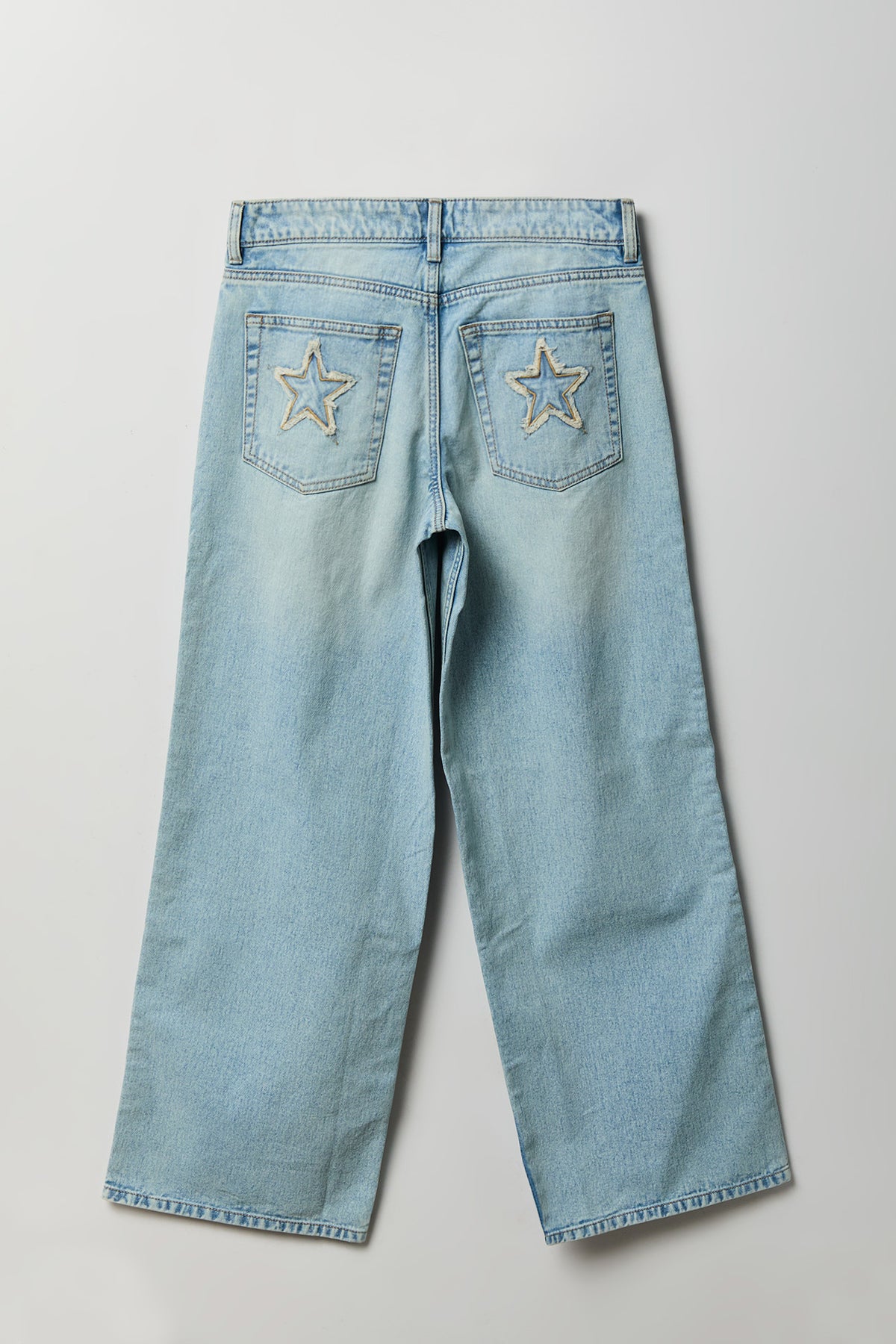 Alt View 2. London Embroidered Low Rise Super Baggy Jean - Light Denim Blue