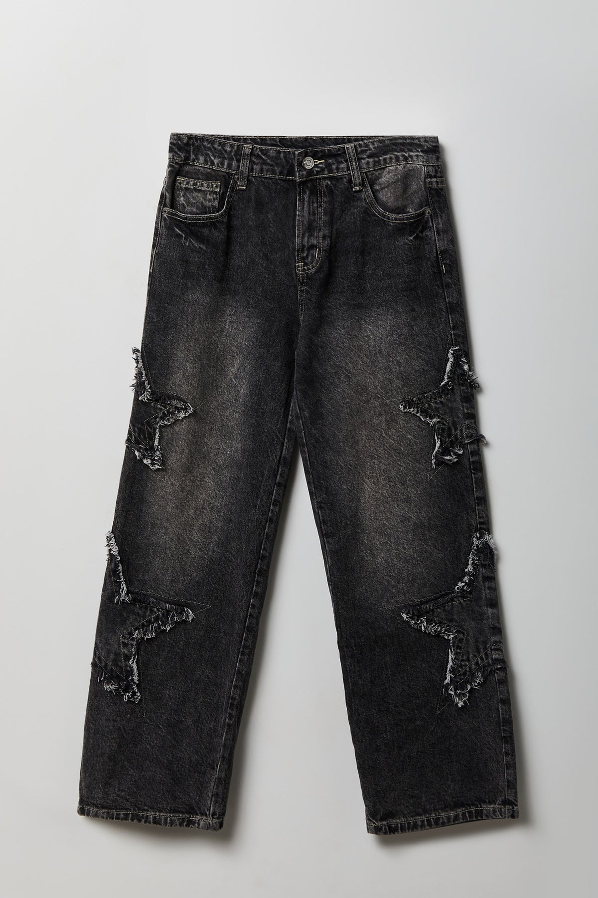 Alt View 4. Low Rise Patch Baggy Denim Jean - Charcoal