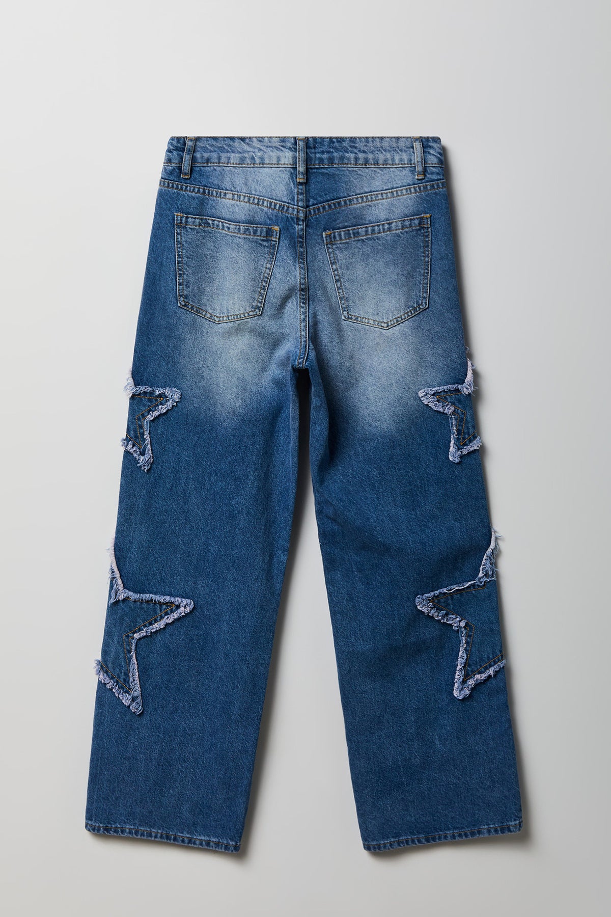 Alt View 4. Low Rise Patch Baggy Denim Jean - Denim Blue