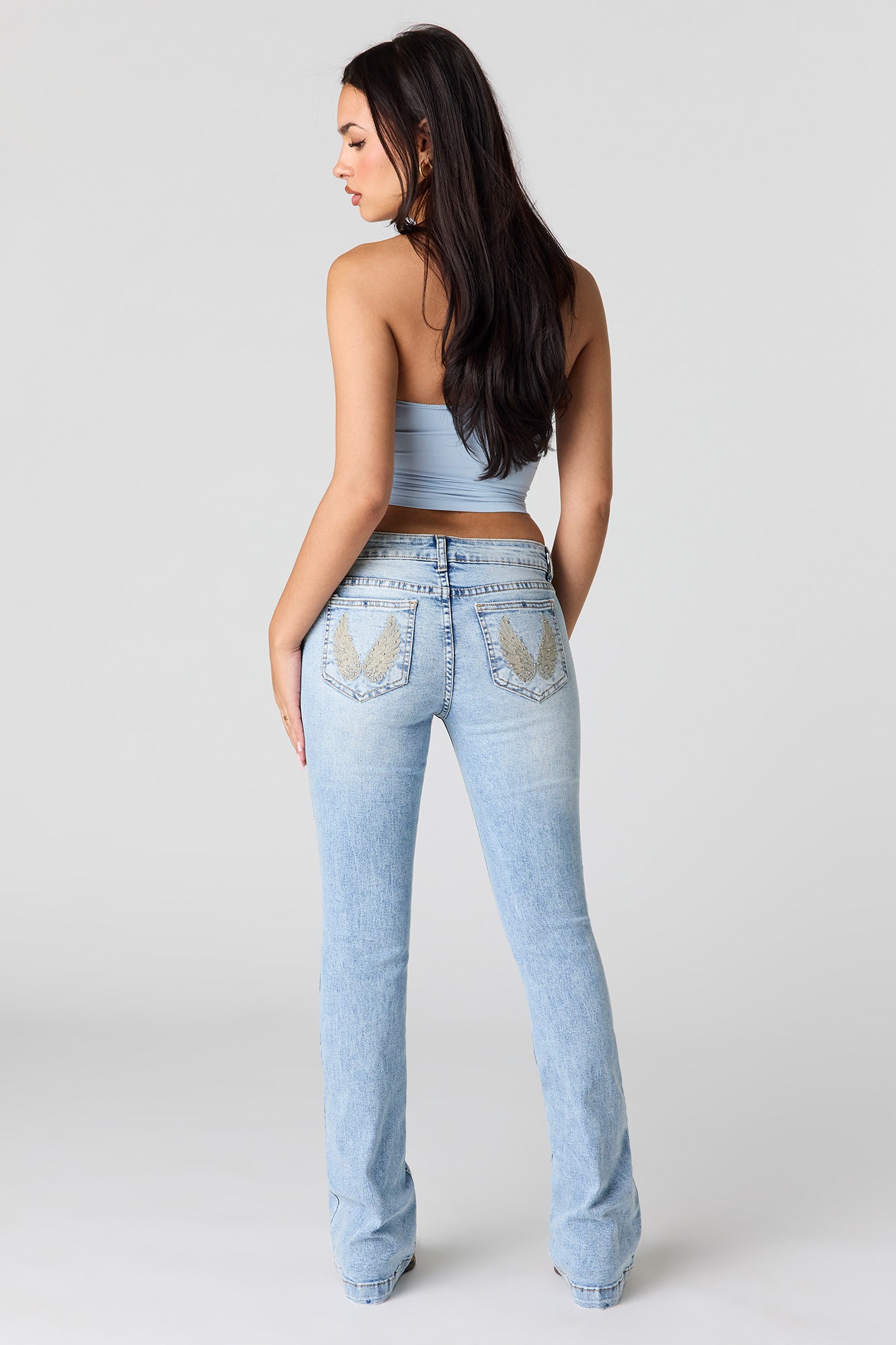 Stretch Low Rise Embroidered Pocket Flare Jean – Charlotte Russe