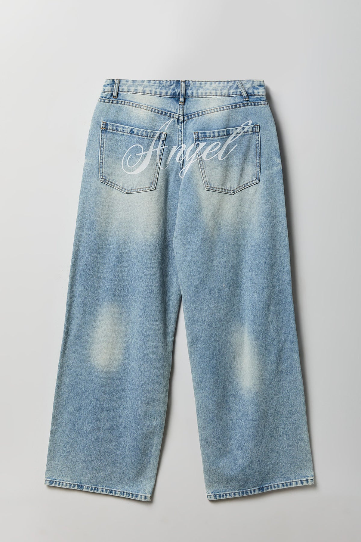 Alt View 4. Low Rise Super Baggy Angel Wing Jean - Light Denim Blue